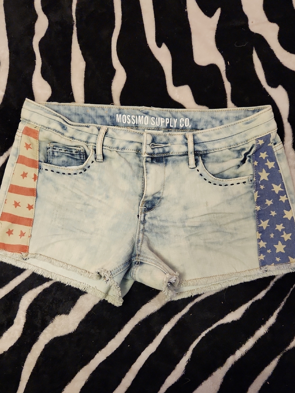 Mossimo Supply Co. Light Blue Denim Shorts with Red & Blue Star Panels